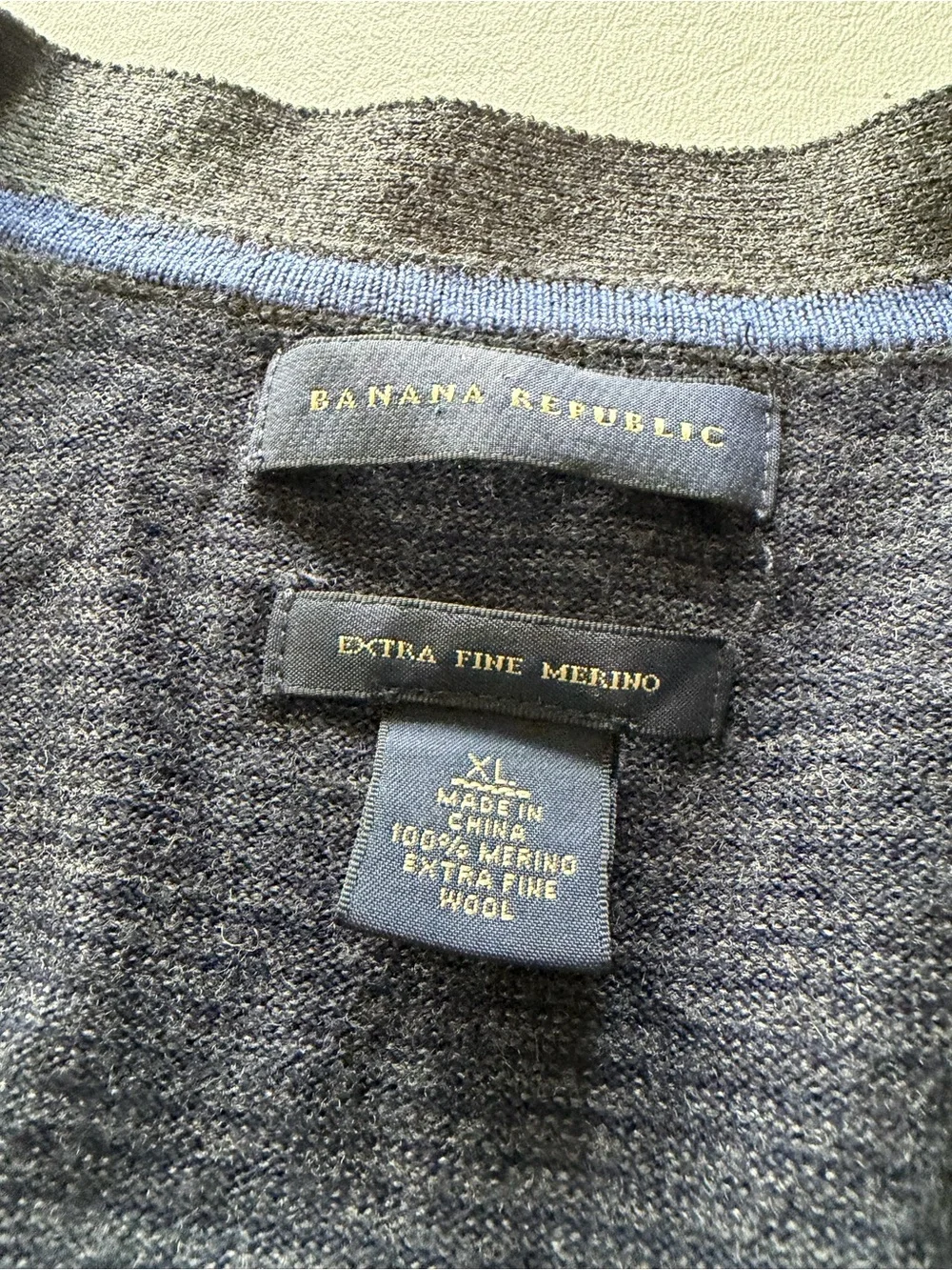 Banana Republic Merino Wool Cardigan Striped XL Preppy Casual Hipster Grandpa